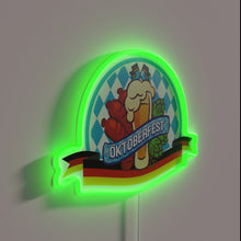 Charger l'image dans la galerie, Traditional German beer festival celebration illuminated with bright neon colors.