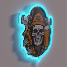 Charger l'image dans la galerie, Vibrant, color-changing neon sign celebrating Oktoberfest skull and beer culture.
