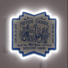 Charger l'image dans la galerie, Neon warning sign with vintage humor and colorful western design