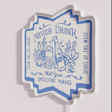 Charger l'image dans la galerie, Vibrant Old West themed never drink with your shootin hand sign