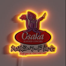 Charger l'image dans la galerie, Vibrant Osaka Seafood Concern neon sign in bold RGB colors
