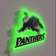 Charger l'image dans la galerie, Neon sign featuring iconic Panthers logo in bold, vibrant colors.
