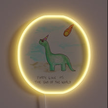 Charger l'image dans la galerie, Neon party decor featuring dinosaurs in colorful end-of-the-world style lighting