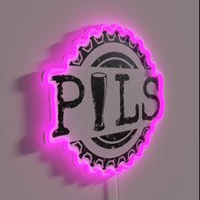 Charger l'image dans la galerie, Neon lit Pils Pilsner word with beer bottle cap design.