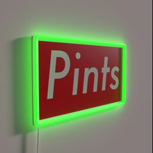 Charger l'image dans la galerie, Neon bar decoration with vibrant Pints logo illuminated lighting