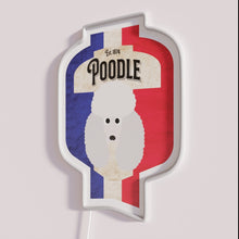 Charger l'image dans la galerie, Vibrant RGB neon distressed French poodle beer label design wall art.