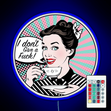 Charger l'image dans la galerie, Pop Art retro woman IDGAF feminist Sticker RGB neon sign remote