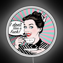 Charger l'image dans la galerie, Pop Art retro woman IDGAF feminist Sticker RGB neon sign white