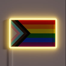 Charger l'image dans la galerie, Progress Pride Flag neon sign — a radiant symbol of inclusivity, diversity, and unity. 🏳️🌈⚡