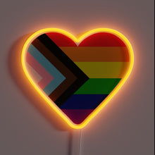 Charger l'image dans la galerie, Progress Pride neon heart — love and inclusivity glowing bright. ❤️🏳️🌈