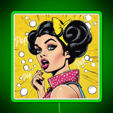Charger l'image dans la galerie, Retro Pop Art Beauty Illustration RGB neon sign green