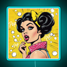 Charger l'image dans la galerie, Retro Pop Art Beauty Illustration RGB neon sign lightblue