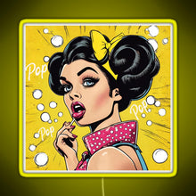 Charger l'image dans la galerie, Retro Pop Art Beauty Illustration RGB neon sign yellow