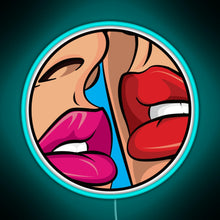 Charger l'image dans la galerie, Ruby Red Lipstick Kiss Pop Art RGB neon sign lightblue