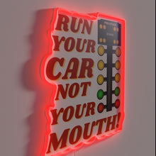 Charger l'image dans la galerie, Drag racing parody sign with funny RGB neon car design
