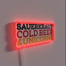 Charger l'image dans la galerie, Vintage Saurekraut Cold Brews and Mythical Unicorns Neon Bar Sign