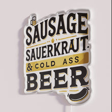 Charger l'image dans la galerie, RGB Neon Sausage Sauerkraut and Cold Beer Wall Decor Sign