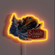Charger l'image dans la galerie, Vibrant RGB neon sign featuring Schmidt's iconic beer snowmobile logo