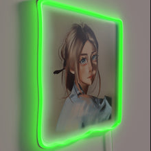 Charger l'image dans la galerie, Eye-catching semi-realistic portrait of pretty girl in RGB neon lights