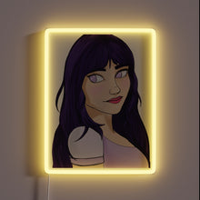 Charger l'image dans la galerie, Vibrant neon purple ninja girl silhouette in quiet ambiance