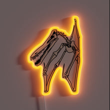 Charger l'image dans la galerie, Vibrant RGB Neon Sign featuring Semi-Realistic Anhanguera Dinosaur Skeleton Artwork