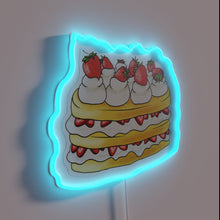 Charger l'image dans la galerie, Vibrant Neon Strawberry Shortcake Sign with Semi-Realistic Colored Fruit Design