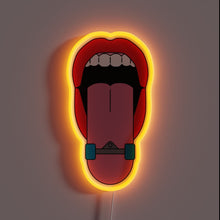 Charger l'image dans la galerie, This neon sign is tongue-out rebellious — literally! A bold lip, a daring tongue, and a skateboard twist make this piece pure attitude on the wall. 🛹💋 Let your space speak loud and skate proud.