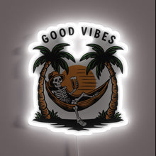 Charger l'image dans la galerie, Spooky Skeleton Finds Chill Good Times under Neon Glow Sign