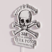 Charger l'image dans la galerie, Neon Sign Skull and Bones Beer Pong Tournament Backlit Decoration