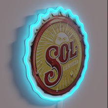Charger l'image dans la galerie, Eye-catching neon lighted bottle cap decoration for home bar decor.