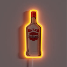 Charger l'image dans la galerie, Stay Hydrated bottle-shaped neon sign with red cap and orange glow.