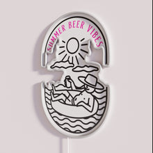 Charger l'image dans la galerie, Vibrant summer beer bar ambiance with colorful RGB neon lighting