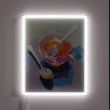 Charger l'image dans la galerie, Steeped in tranquility: Whimsical still life oil painting with neon accents.