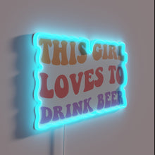 Charger l'image dans la galerie, Neon sign featuring a girl who loves beer with color