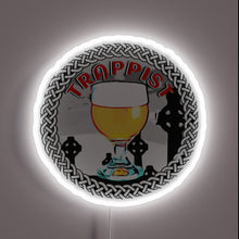 Charger l'image dans la galerie, RGB illuminated LED sign featuring intricate Trappist-inspired knotwork design".