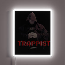 Charger l'image dans la galerie, Vibrant LED light art featuring Trappist monk in radiant colors.