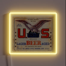 Charger l'image dans la galerie, Retro-Style American Lager Beer Sign in Distressed Neon Red Blue