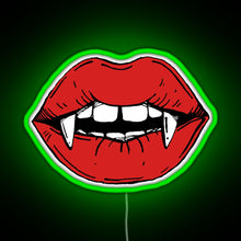 Charger l'image dans la galerie, Vampire red lips on black background RGB neon sign green