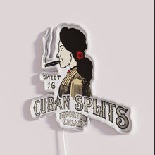 Charger l'image dans la galerie, Vintage-inspired Cuban cigar branding with colorful remix LED signage artwork