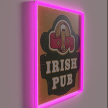 Charger l'image dans la galerie, Authentic vintage-style Irish pub decor with colorful neon accents lighting.
