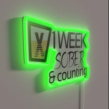 Charger l'image dans la galerie, Vintage one week sober milestone achievement neon glow wall decoration