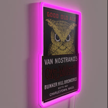 Charger l'image dans la galerie, Whimsical Vintage Owl Brewery Sign with Color-Changing RGB Neon Accents