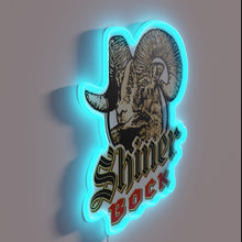 Charger l'image dans la galerie, Retro Shiner Bock beer logo illuminated by vibrant RGB neon lights.