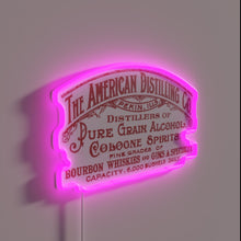 Charger l'image dans la galerie, Vintage-style The American Distilling Company Pekin Illinois RGB lit neon sign