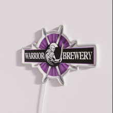 Charger l'image dans la galerie, RGB Neon Sign Displaying Warrior Brewery Logo with Colorful Vibrancy