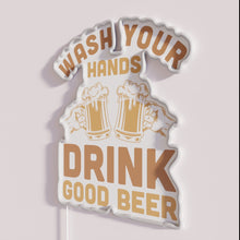 Charger l'image dans la galerie, Neon bar decor with humorous hygiene and beverage priority message