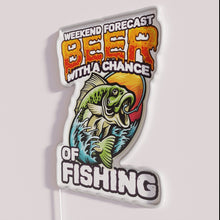 Charger l'image dans la galerie, Neon weekend forecast sign with beer and fishing vibes inspired