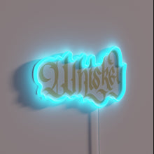 Charger l'image dans la galerie, Whiskey lover's indulgent oasis with vibrant calligraphy in RGB glow.