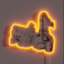 Charger l'image dans la galerie, Vibrant Whiskey Distillery Logo with Color-Changing RGB Neon Accents