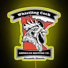 Charger l'image dans la galerie, Whistling Cock American Brewing Co Minneapolis MN RGB neon sign yellow